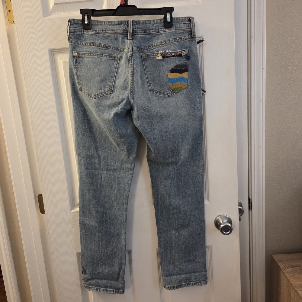Anthropologie Pilcro 30 Slim Boyfriend Embroidered Patch Mid Rise Distress Jean - Picture 7 of 16
